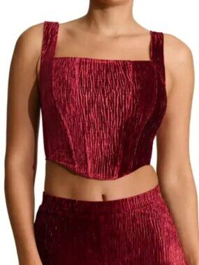 NWT (2) Naked Wardrobe Velvet Tops | Corset & Bodysuit (2 *red* tops) | Large